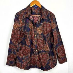 Chaps Woman LongSleeve Button Up Cotton Shirt Blouse 2X Classic Office Business‎